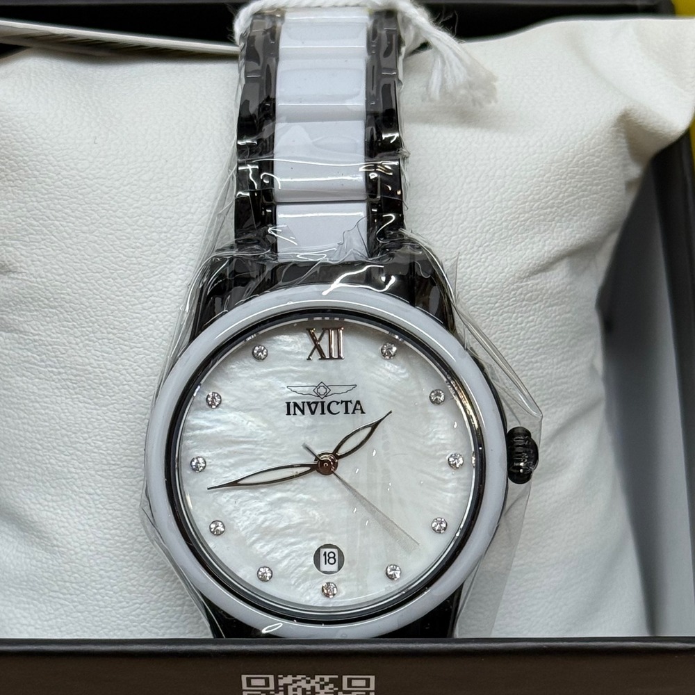 Invicta Celestial Womens Watch 70342 Black White Ceramic Mother of Pearl 35mm